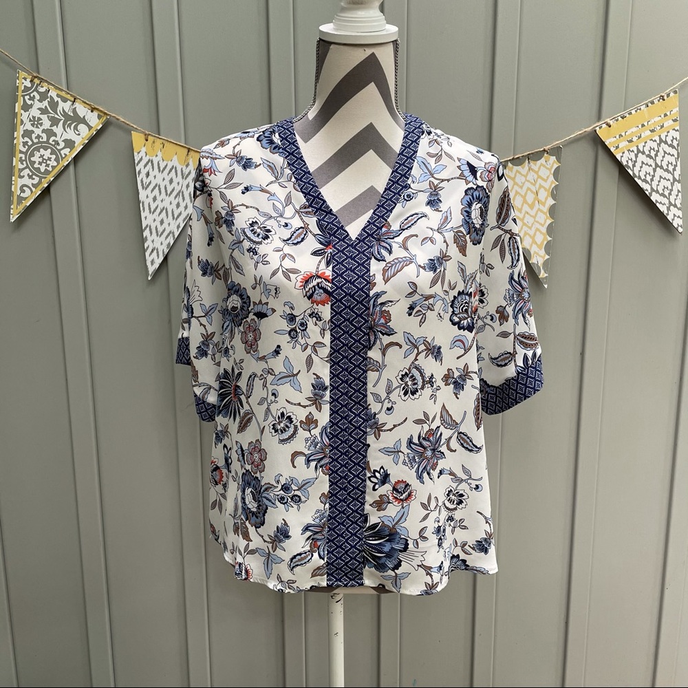 W5 Floral & Diamond Print Loose Fit Kimono Top